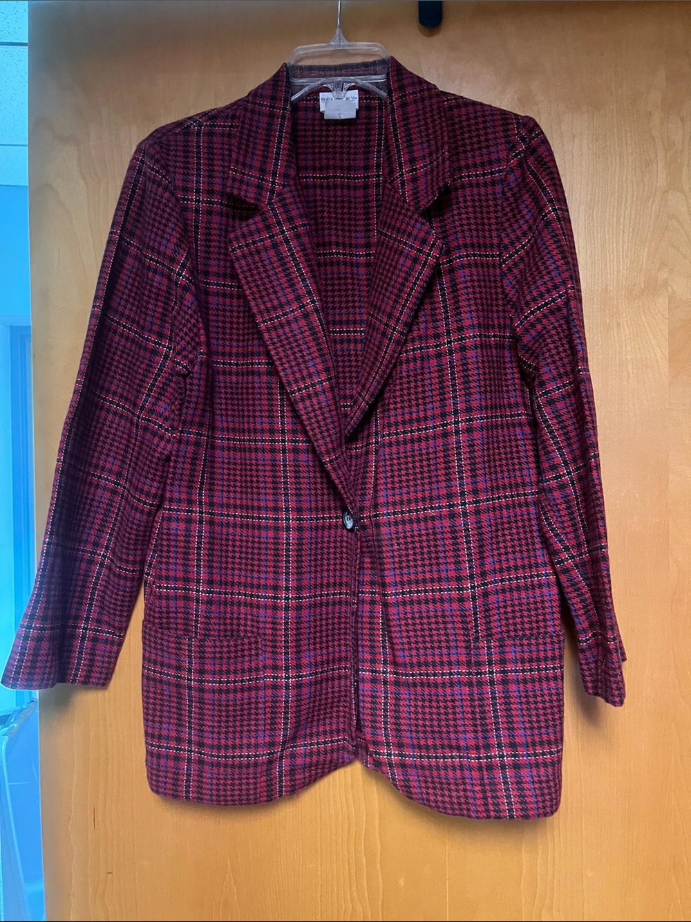 Bentley Women's Houndstooth Blazer Red Black & Blue